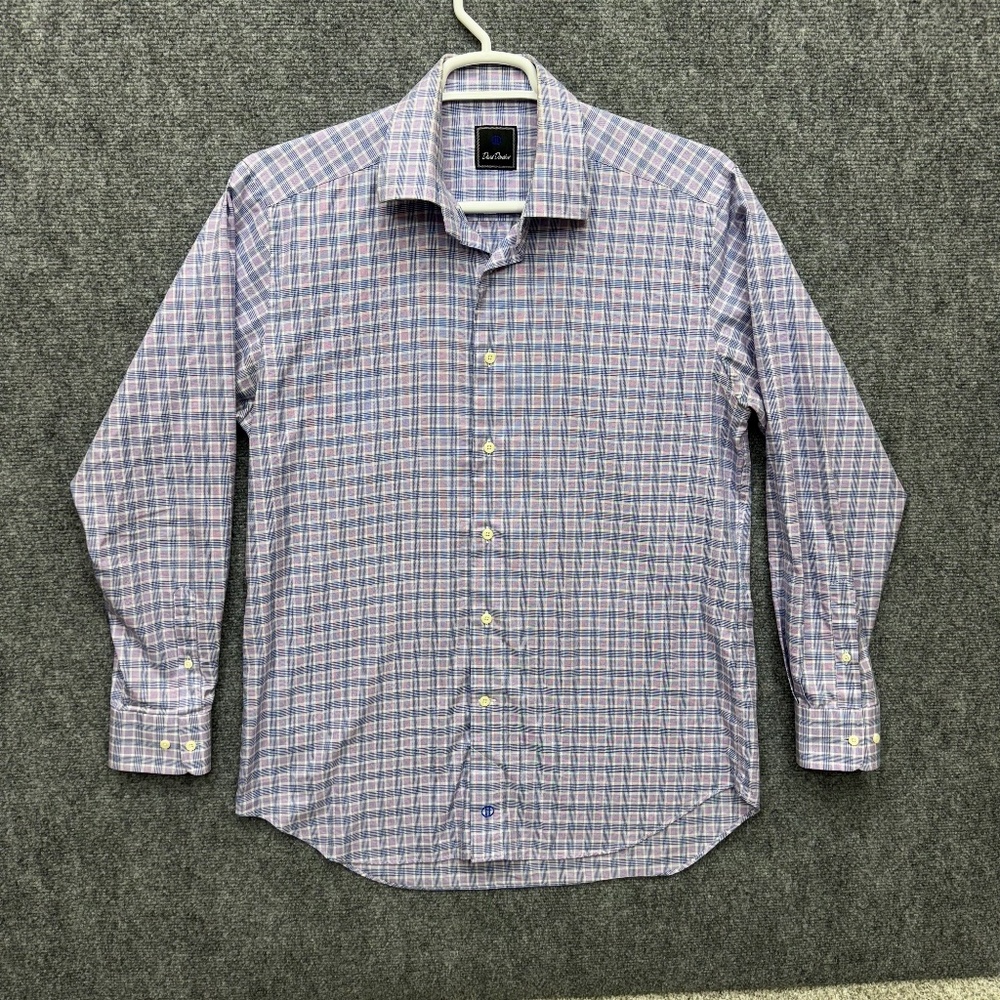 Mens David Donahue long‎ sleeve button up shirt size 16 34/35 purple